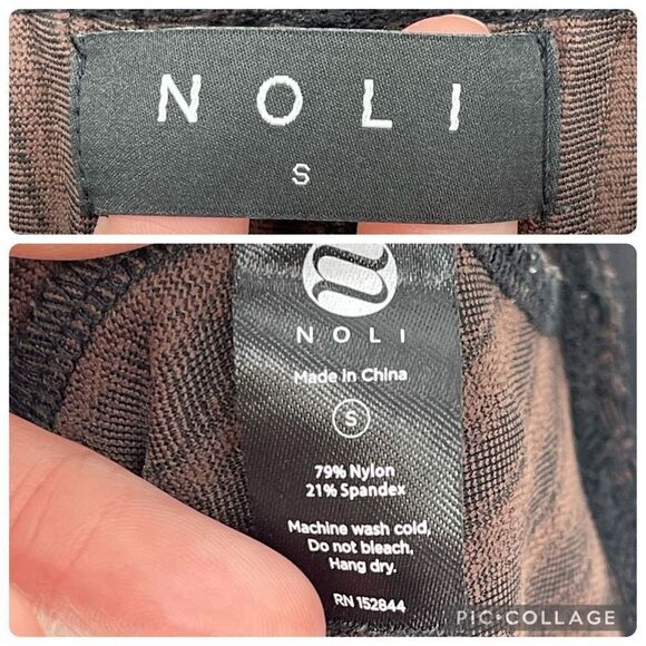 NOLI Vienna Jacquard Jogger Pants Drawstring Pockets Women Small Brown Black - Picture 11 of 11